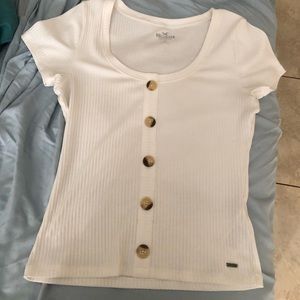 Hollister white button up shirt